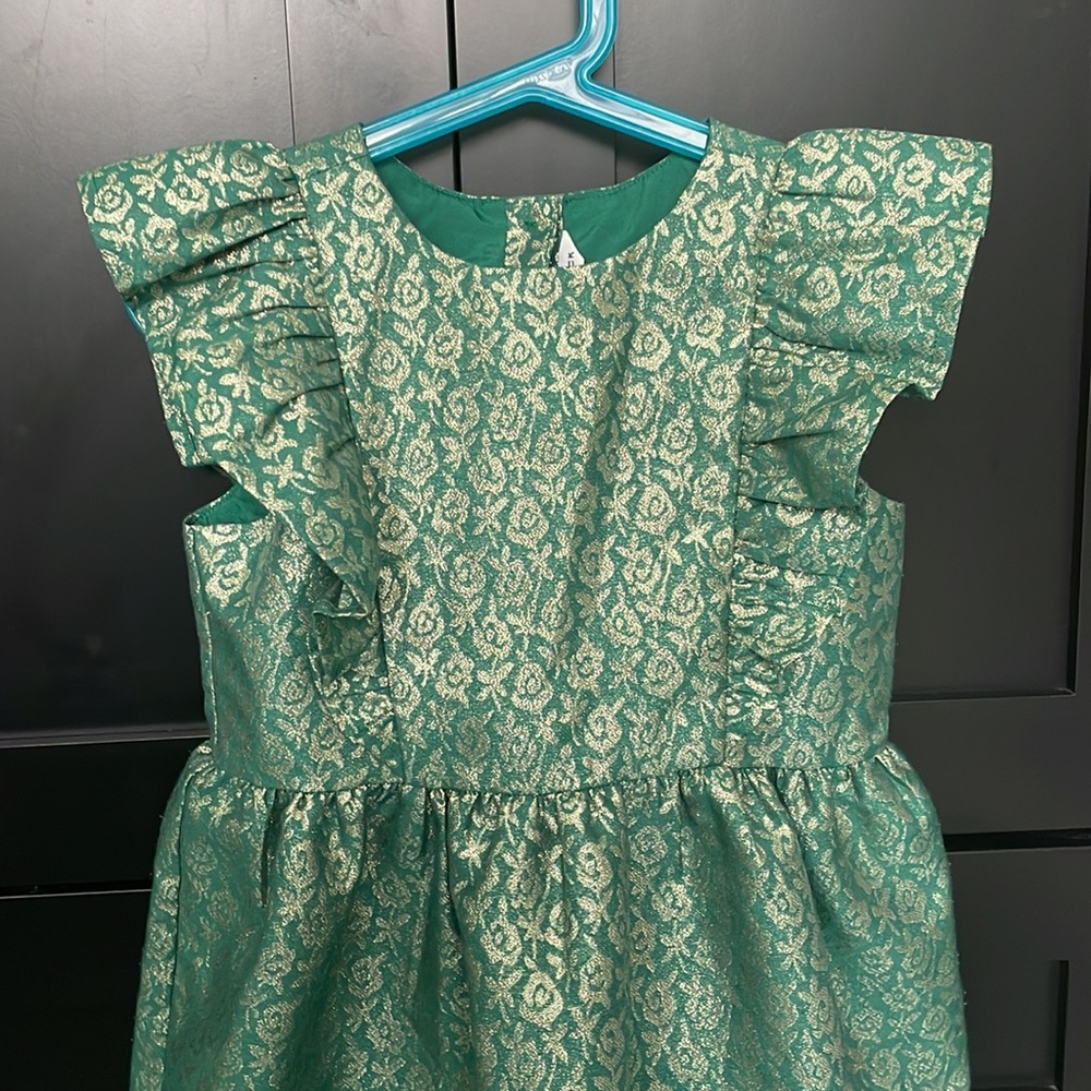 Janie and Jack Green and Gold Formal Kids Dress